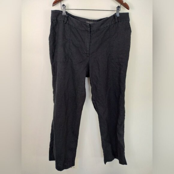 Talbots Woman High Rise 100% Linen Pants Size 16W Black Lightweight Classic - Picture 1 of 11